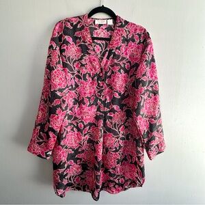 Victoria's Secret Black Floral Pink Lounge Top